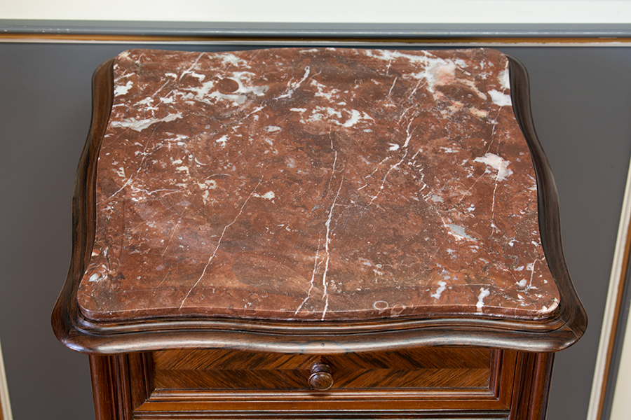 ローズウッドフランスアンティークサイドテーブルの大理石.jpg