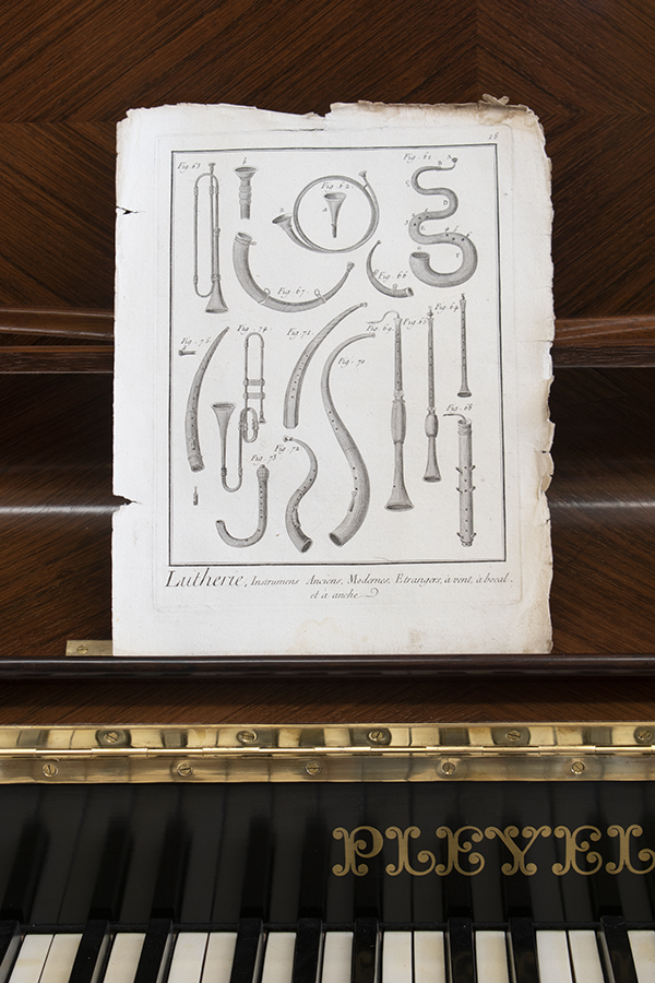 フランスアンティーク 楽器の版画