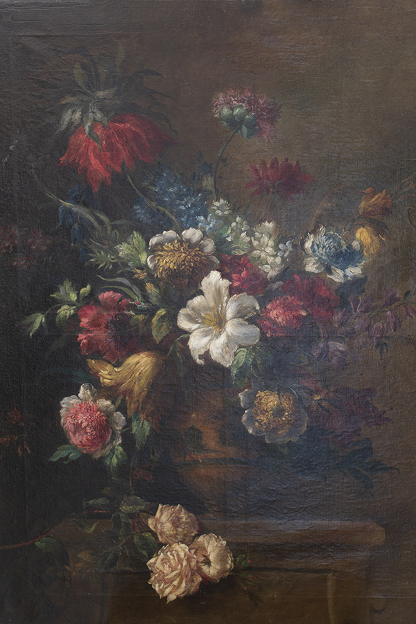 油彩画 Roses, pivoines & campanules